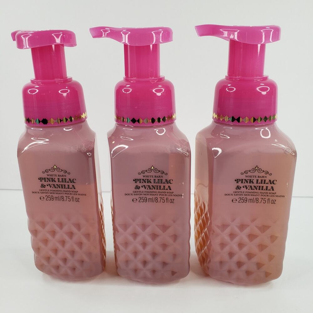3 Pink Lilac & Vanilla White Barn Gentle Foaming Hand Soap Wash Bath Body Works